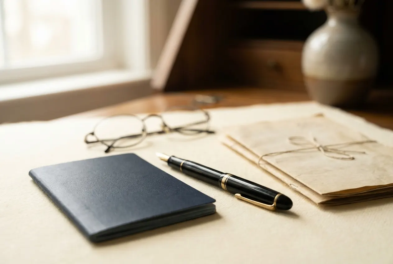 Passport, pen and personal documents
